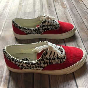 SOLD ✅ Authentic Fear of God Vans in Red Corduroy